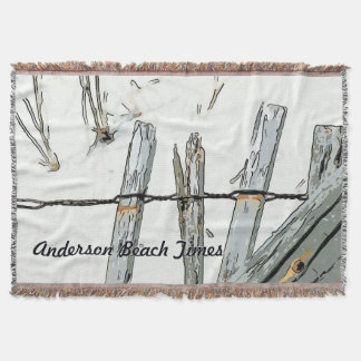 Customised Beach grey sand fence Throw Blanket