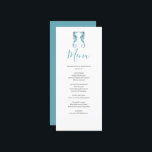 Customised Beach Wedding Menu Card<br><div class="desc">Complete your celebration with these beach wedding menu cards, the perfect finishing touch for your beach wedding décor. Designed with elegant watercolor seahorses in calming shades of blue, they bring coastal charm to your tablescape while complementing any seaside wedding theme or nautical wedding style. These custom wedding menu cards make...</div>