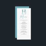Customised Beach Wedding Menu Card<br><div class="desc">Complete your celebration with these beach wedding menu cards, the perfect finishing touch for your beach wedding décor. Designed with elegant watercolor seahorses in calming shades of blue, they bring coastal charm to your tablescape while complementing any seaside wedding theme or nautical wedding style. These custom wedding menu cards make...</div>
