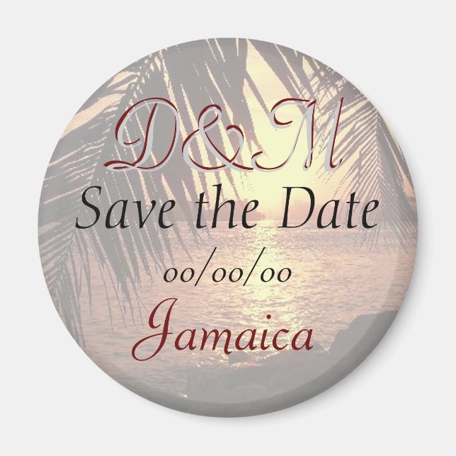 Customised Beach Wedding Save the Date Magnet (Front)