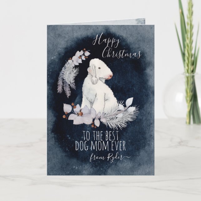 Customised Bedlington Terrier Mum Christmas  Holiday Card (Front)