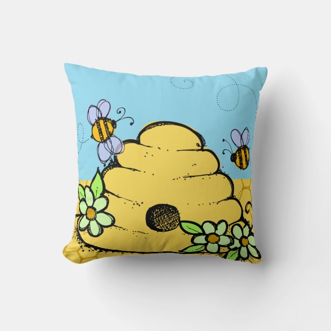 Customised Bees and Bee Hive Pillow (Front)