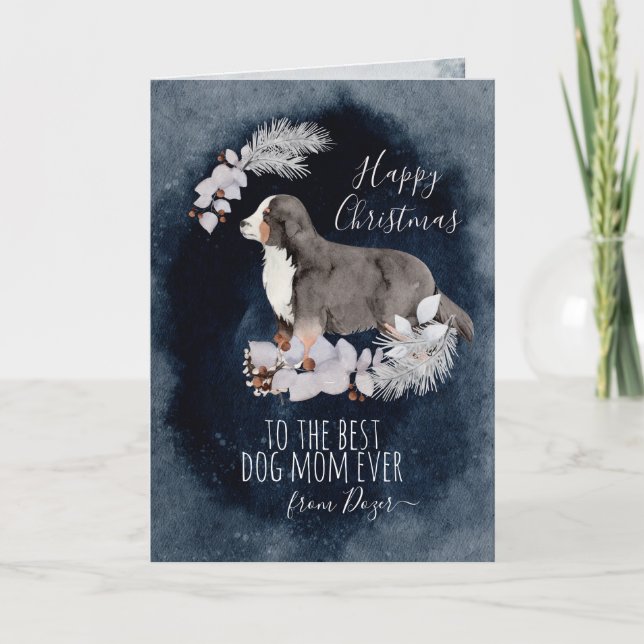 Customised Bernese Mountain Dog Mum Christmas Holiday Card (Front)