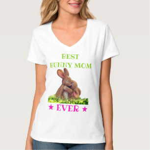 Customised BEST BUNNY MOM EVER Simply Cute V-neck T-Shirt