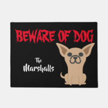 Customised Beware Of Dog mat  Chiweenie Chihuahua