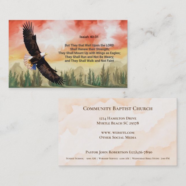 Customised  Bible Verse Church Business Card (Front/Back)