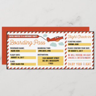 Customised Birthday Party Boarding Pass Invitation