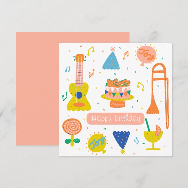 Customised birthday party flat card (Front/Back)