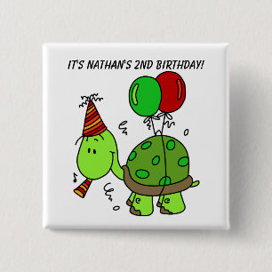 Customised Birthday Turtle Button