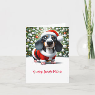 Customised Black and White Dachshund Holiday Card