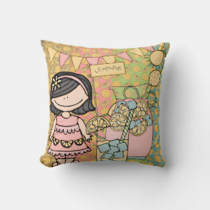 Customised Black Hair Girl Lemonade Pillow