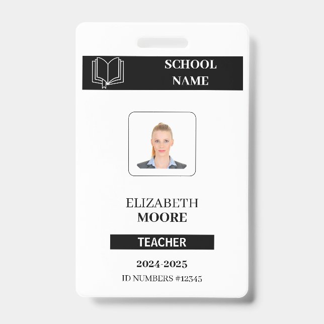 Customised black ID badge for teachers (Front)