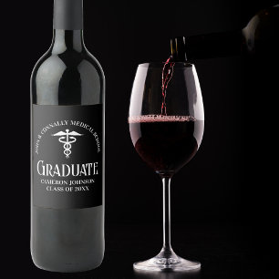 Customised Black Medical School Graduation Party Wine Label