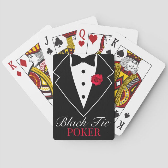 Customised Black Tuxedo with Red Rose Poker Playing Cards (Back)