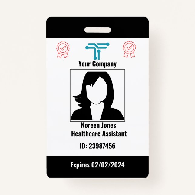 Customised Black & White Employee ID Badge (Front)