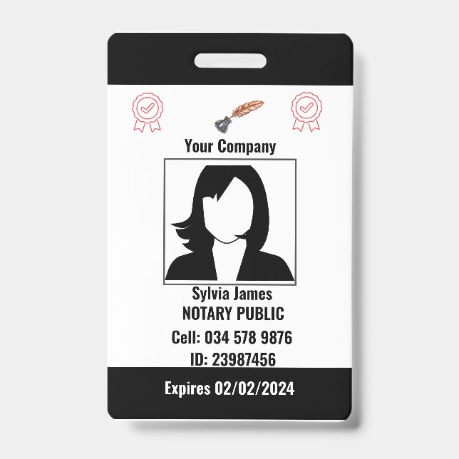Customised Black & White Employee ID Badge (Front)