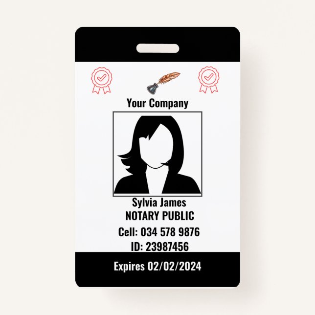 Customised Black & White Employee ID Badge (Front)