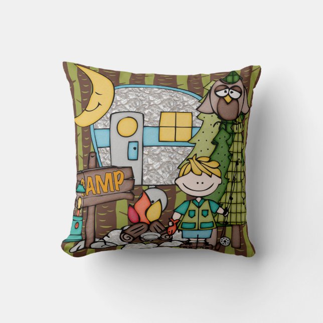 Customised Blonde Boy Camping Pillow (Front)