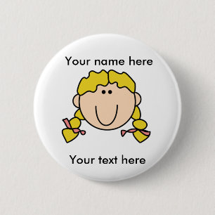 Customised Blonde Girl With Braids 6 Cm Round Badge