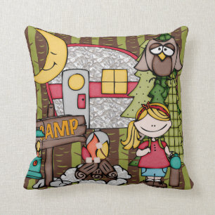 Customised Blonde Haired Girl Camping Pillow