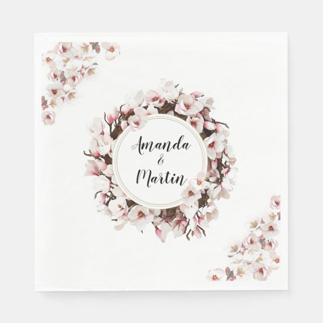 Customised Blossom Art Wreath Napkin (Front)