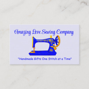 Customised Blue and Gold Sewing Machine Business Card