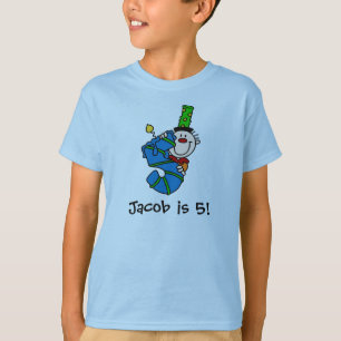 Customised Blue Candle Clown 5th Birthday T-shirt