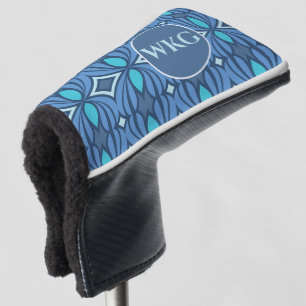 Customised Blue Monogram Blade Putter Head Cover 