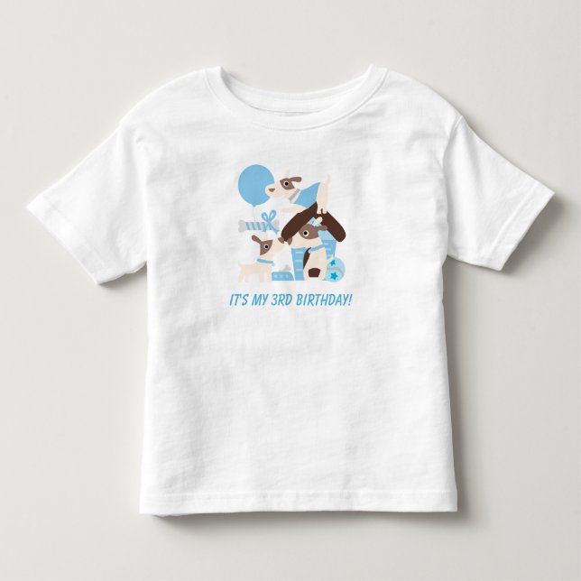 Customised Blue Puppy Dog Birthday Tshirt (Front)
