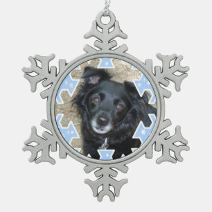 Customised Blue Snowflake Frame Keepsake Photo Snowflake Pewter Christmas Ornament
