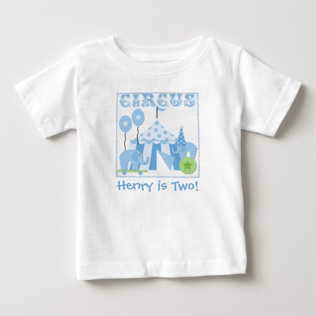 Customised Blue Step Right Up Circus Tshirt (Front)