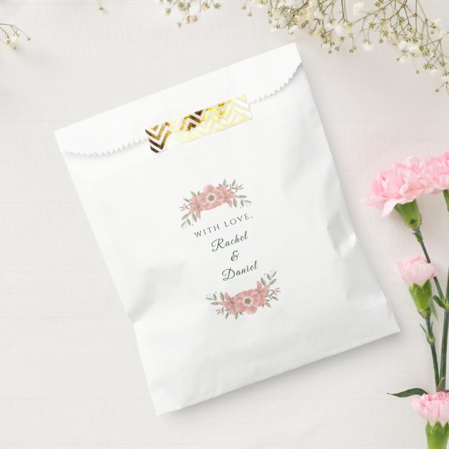 Customised Blush Garden Floral Minimal Wedding Favour Bags (Sealed)