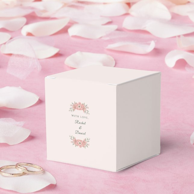 Customised Blush Garden Floral Minimal Wedding Favour Box (Wedding)