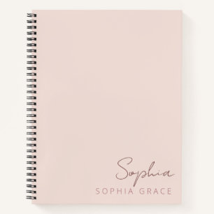 Customised Blush Pink Modern Monogram Name Notebook