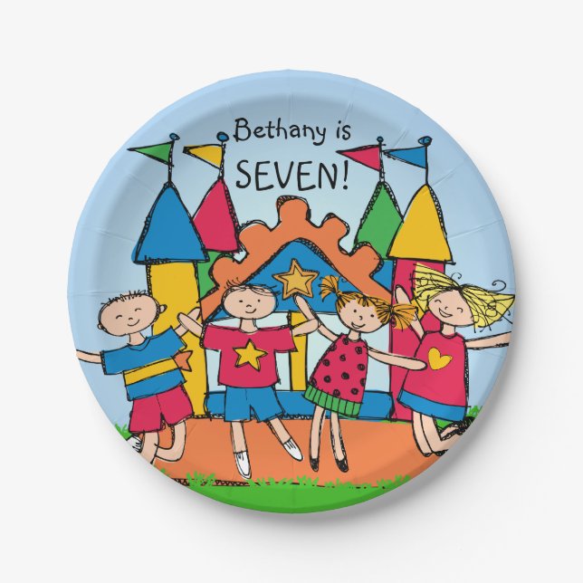 Customised Bounce House Kids Birthday Paper Plate (Front)