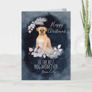 Customised Boxer Mum Watercolor Christmas Holiday Card