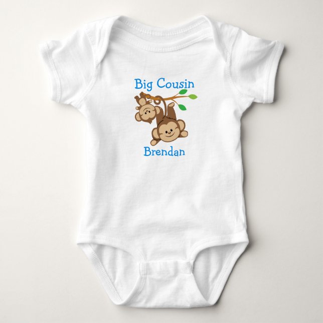 Customised Boy Monkeys Big Cousin Baby Bodysuit (Front)