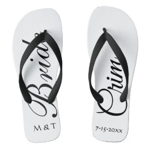 Customised Bride Elegant White Flip Flops