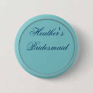Customised bridesmaid buttons in light blue