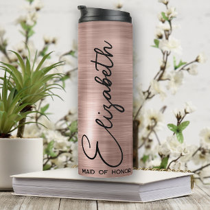 Customised Bridesmaid Gifts Rose Gold Bride Squad Thermal Tumbler
