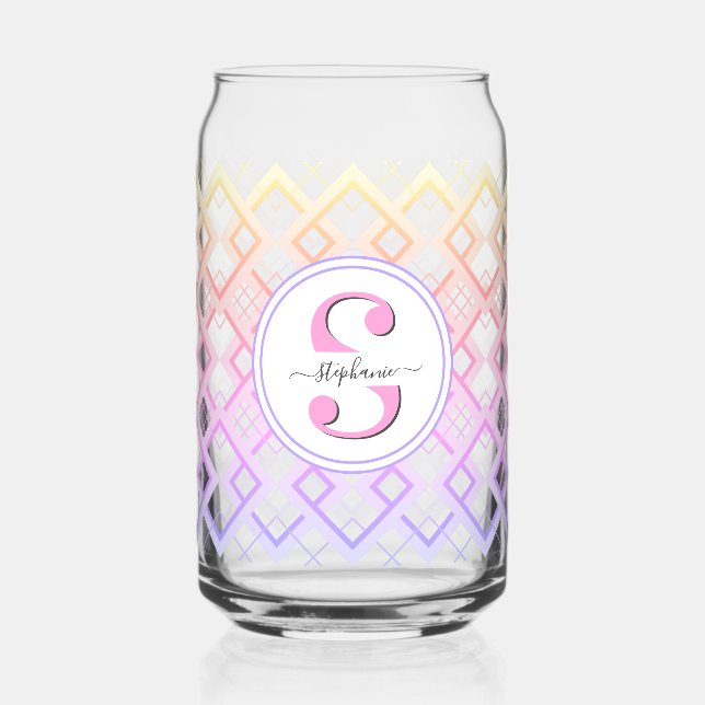 Customised Bridesmaid Name Gift for Her Pink Can Glass (Front)