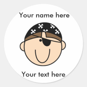 Customised Brown Haired Pirate Classic Round Sticker
