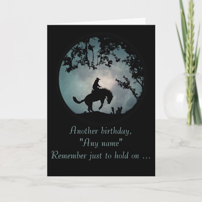 Customised Bucking Horse Happy Birthday Card (Front)