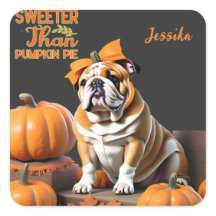 Customised Bulldog Pumpkin Pie Sweet Halloween 