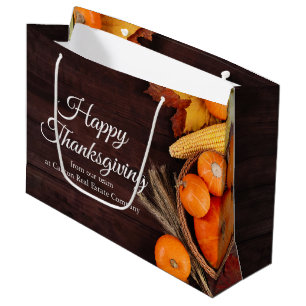 Customised Business Happy Thanksgiving Pumpkins Large Gift Bag