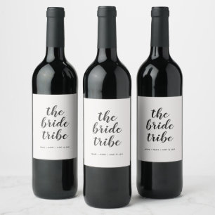 Customised Calligraphy The Bride Tribe Wedding  Wine Label