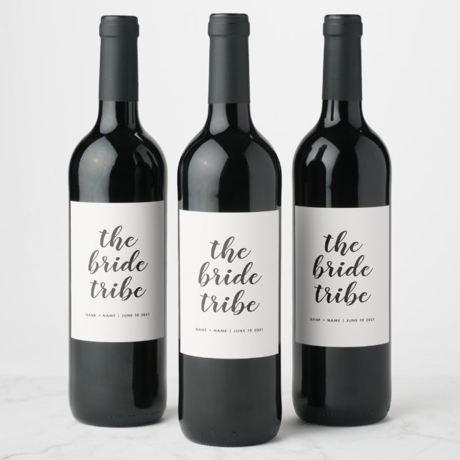 Customised Calligraphy The Bride Tribe Wedding  Wine Label (Bottles)