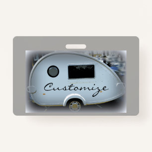 Customised caravan teardrop camper ID badge