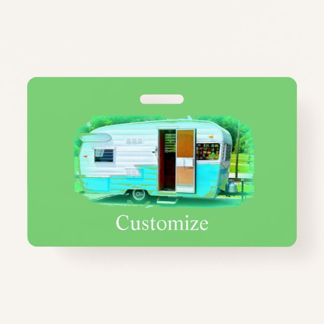 Customised caravan Vintage camper  ID Badge (Front)