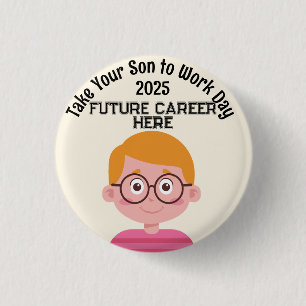 Customised Career Take Child To Work Redhead Boy 3 Cm Round Badge